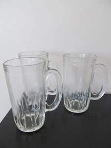 VTG Hazel Atlas Glass Beer Mug Handle Embossed Teardrop 10 oz Set-3 - Picture 1 of 3
