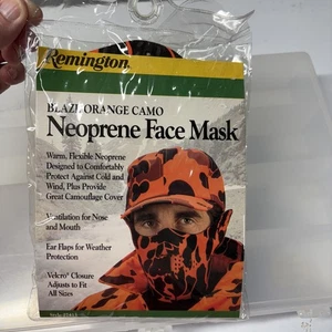 NEW Vtg REMINGTON Blaze Orange Neoprene Face Mask W/Fleece Lining 27413 - Picture 1 of 2