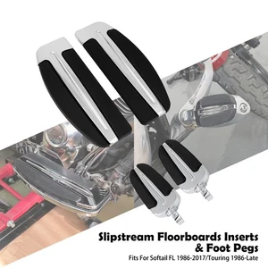 Chrome Driver Floorboard Inserts Foot Pegs For Harley Softail Fat Boy 1986-2017 - Picture 1 of 19
