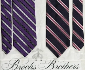 Menge 2 Brooks Brothers klassische gestreifte Repp Krawatte 3,25" - Bild 1 von 13