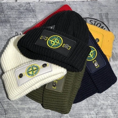 New Winter Stone Island Warm Thick Cap Cuffed Knit Stretch Beanie Unisex Hat HOT