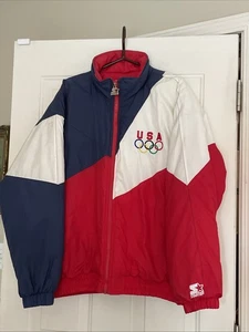 Vtg 90’s Starter USA Olympics Jacket Puffer Zip Up  Size XL Made in Korea - Picture 1 of 15