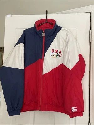 Vtg 90’s Starter USA Olympics Jacket Puffer Zip Up  Size XL Made in Korea - Image 1 of 4