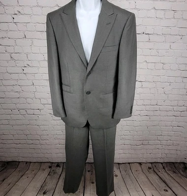 J. Ferrar Grey Modern Fit Full 2 Piece Suit Peak Jacket Size 36R Pants 29x30 - Image 1 of 4