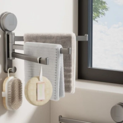 Rotatable Suction Cup Rotating Towel Rack Kitchen Storage Rack  Toilet - Image 1 of 4