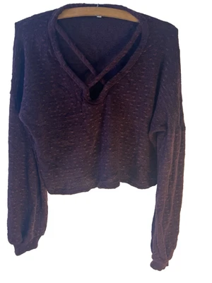 Suéter feminino vintage Y2K Charlotte Russe roxo caprichoso malha S cropped macio - Imagem 1 de 4