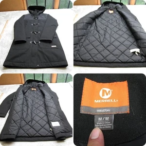 Merrell Jacket Womens Medium Black Waterproof Hood Duffle Toggle 36" Long Parka - Picture 1 of 19