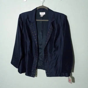 Adrianna Papell Jacket Blazer size 24 22 3X, NEW! Navy Blue Silk Cocktail Party - Picture 1 of 12