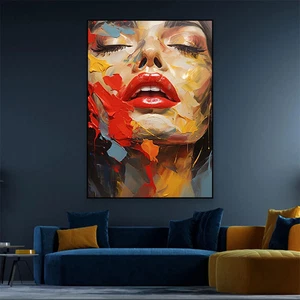 Abstract Woman Portrait Canvas Wall Art Poster Canvas Painting Home Decor Mural - Picture 1 of 2