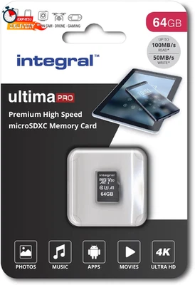 Integral 64GB MicroSD Card UHS-I U3 4K High-Speed for Smartphones & Drones - Image 1 of 4