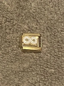 New Glitter Infinity ♾️ Gold Italian Charm Fits 9mm Classic Nomination Bracelet - Picture 1 of 6