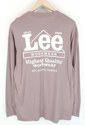 LEE Men's T-Shirt M Purple Washed Long Sleeve Cotton Pullover Loose Fit * - Image 1 of 4