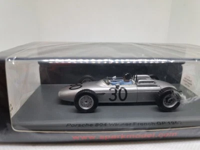 SPARK S7515 1/43 F1 PORSCHE 804 DAN GURNEY WINNER FRENCH GP 1962 RARE MODEL - Immagine 1 di 3
