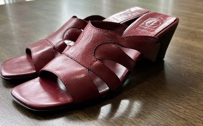 Cole Haan D11493 Red Leather Slip On Heeled Sandals Women's Size 8.5 AA - Image 1 of 4