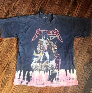 Vintage 1992 Metallica Unforgiven Pushead Crystal Rain Tie Die T-Shirt - Used - Picture 1 of 6