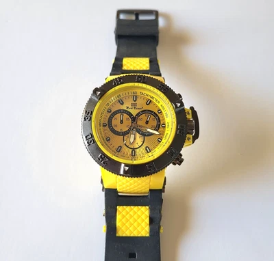 Reloj de buceo Mark Naimer para hombre 7043 amarillo/negro con esfera dorada, excelente estado nuevo murciélago Foto 1 de 4