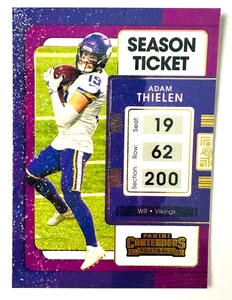 2021 Panini Contenders Adam Thielen PURPLE Glitter Parallel Card SP Vikings Star - Picture 1 of 3