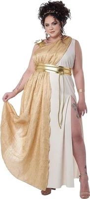 h Golden Goddess Toga Greek Roman Lady Halloween Adult Costume Plus 1X (16 - 18) - Image 1 of 4