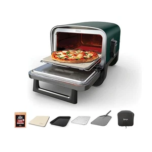 NINJA WOODFIRE 8-IN-1 OUTDOOR SMOKER PIZZAOFEN 5 PIZZAEINSTELLUNGEN - GRÜN - Bild 1 von 5