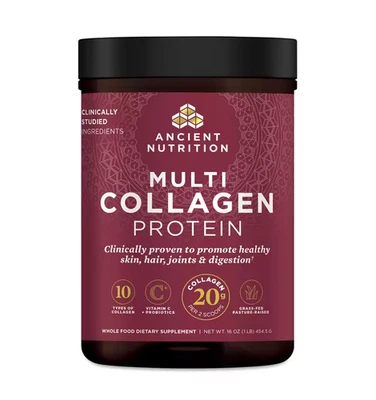 Ancient Nutrition Dr. Axe Multi proteína de colágeno em pó 1 lb (16 oz) x pacote com 2 - Imagem 1 de 4