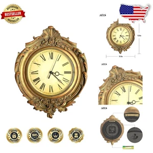 Unique Silent Vintage Wall Clock - 10.8" Golden Design for Home Decor - Picture 1 of 8