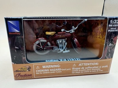 NEW RAY 1:32 INDIAN V-2 1912 RED INCREDIBLE DETAIL DIOROMA FACTORY SEALED NEW!!! - Image 1 of 4
