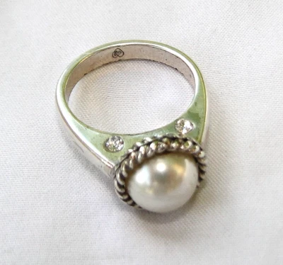 Anillo Brighton Sea Gem Plata Perla Cristal Talla 7 Foto 1 de 4