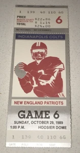 10/29/89 Colts New England Patriots Ticket Stub Andre Rison FIRST CAREER TD #1 - Picture 1 of 2