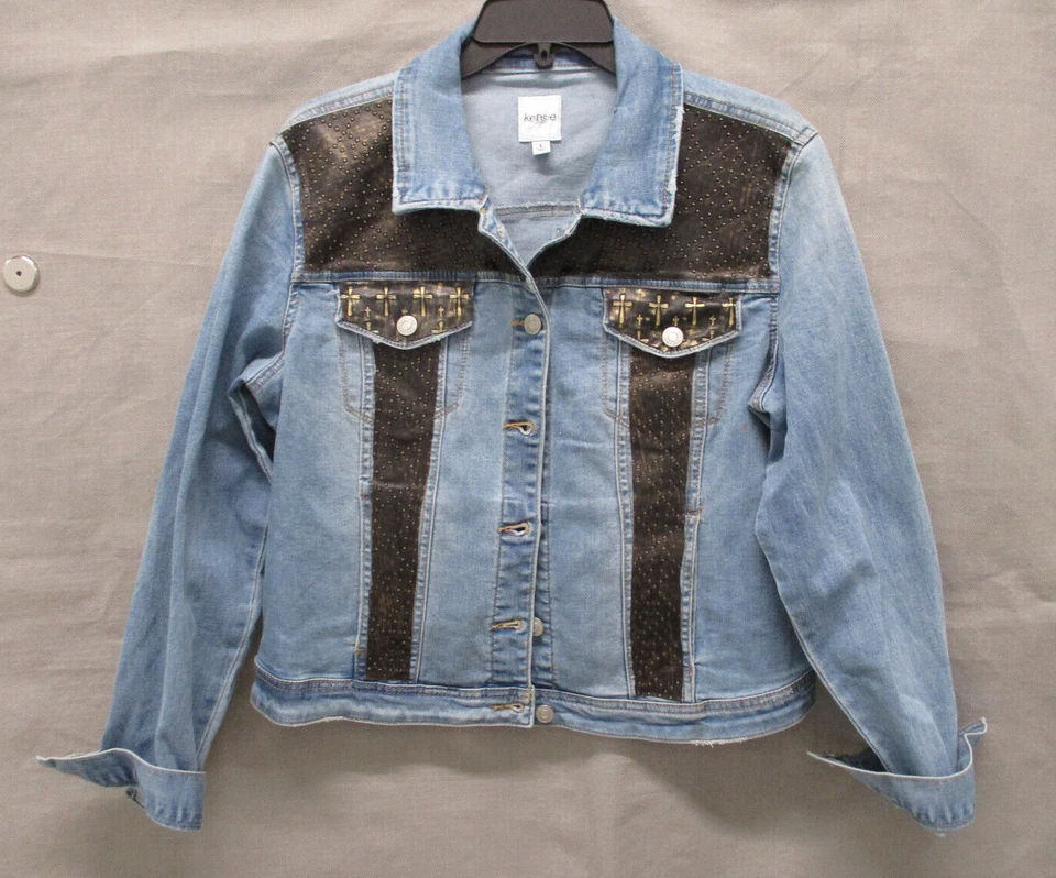 Chaqueta Kensie Jeans Mujer Grande Azul Mangas Largas Detalles en Bolsillos Damas Foto 1 de 4