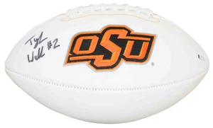 TYLAN WALLACE AUTOGRAPHED OKLAHOMA STATE COWBOYS WHITE LOGO FOOTBALL BECKETT - Picture 1 of 1