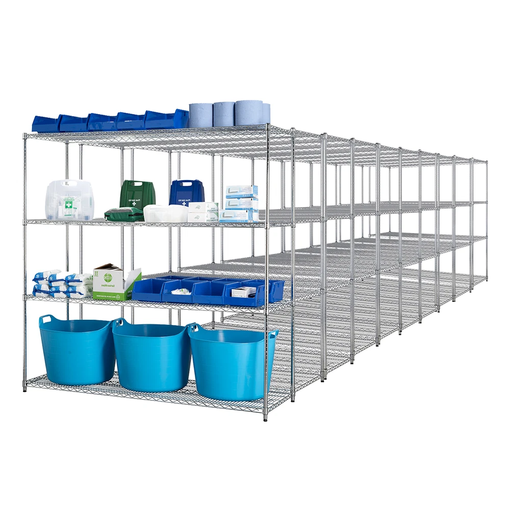 Living Room 2 X 6 Tier Chrome Wire Shelving Unit & Corner Bundle ...