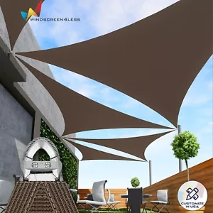 Triángulo marrón 19/20/21 ft piscina exterior patio sombrilla vela con alambre de acero - Imagen 1 de 8