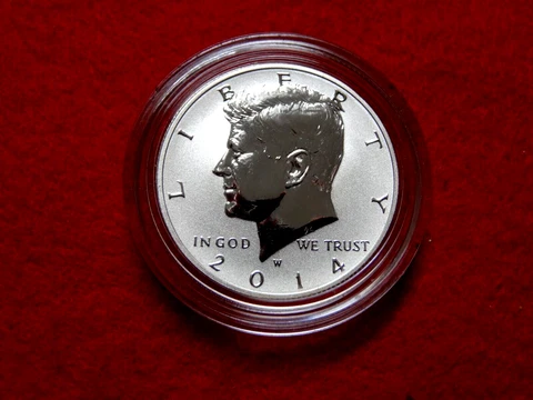 2014 W KENNEDY HIGH RELIEF  REVERSE PROOF+ SILVER HALF DOLLAR        ITEM #75R Cover