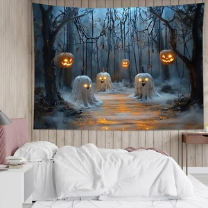 Scary Forest Horror Creepy Ghost Halloween Tapestry for Bedroom Living Room Dorm - Picture 1 of 14
