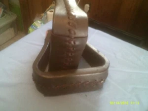 Stirrups Oversize Leather Covered 3" Foot Padded Foot Rest Dark Oil - Picture 1 of 5