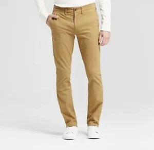 Men's Skinny Fit Stretch Chino Pants, Goodfellow & Co, Light Brown - Picture 1 of 3