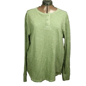 Old Navy 100% Cotton Long Sleeve Henley Shirt "Weeping Willow" Green Men's L - Picture 1 of 21
