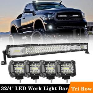 34inch LED Light Bar Combo Kit Offroad Truck 4WD ATV SUV UTV 32'' + 4'' Pods - Picture 1 of 13