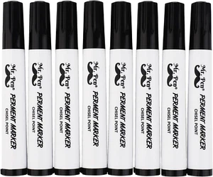 - 8 Pack Thick Black Permanent Markers, Chisel Tip - Picture 1 of 12