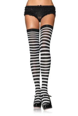 Medias de nailon hasta el muslo con rayas Foto 1 de 2
