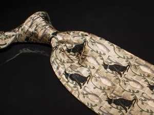JZ Richards Seidenkrawatte altägyptische Katze Motiv Herren Designer Krawatte USA - Bild 1 von 5