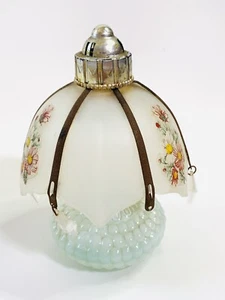 VINTAGE GLASS PERFUME DISFUSER LAMP SHADE WITH DANGLES & FLOWERS VANITY DECOR - Picture 1 of 3