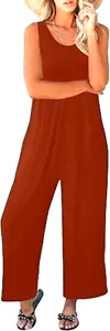 Pagliaccetto donna casual senza maniche con spalline larghe gamba pantaloni lunghi - Foto 1 di 5