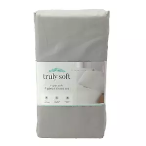 Truly Super Soft Hypoallergenic - 4 Piece Sheet Set - Queen - Beige - Picture 1 of 5