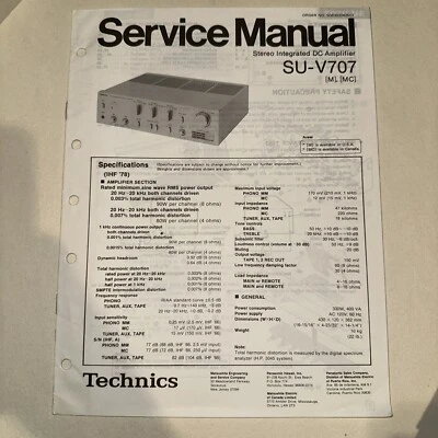 Technics SU-AV700 Amplificador Estéreo Integrado Manual de Servicio Original Foto 1 de 2