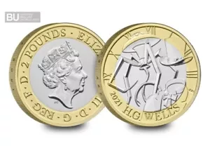 2021 H.G. Wells £2 Two Pound Coin Brilliant Uncirculated BU Bunc Certified - Picture 1 of 5