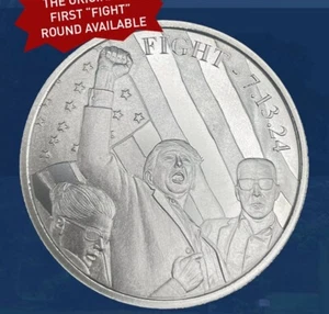 1 Oz .999 Fine Silver TRUMP " Trump fight, fight" Silver round in a CAPSULE - Picture 1 of 2