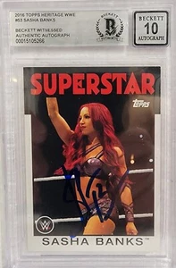 2016 Sasha Banks Signed Topps Heritage WWE #53 Beckett BAS Grade 10 - Picture 1 of 1