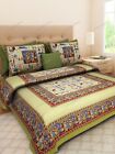 Birds Geometric Printed Cotton Double Traditional Bed Sheet With 2 Pillow Cover