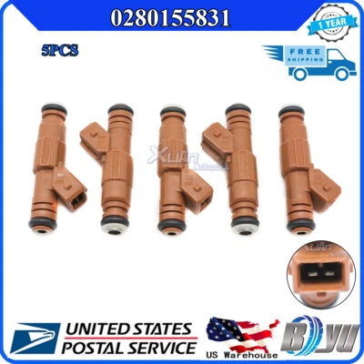 0280155831 Inyectores de combustible 5 piezas para 1998-09 Volvo S60 S80 C70 V70 XC90 2,4 L 2,5 L Foto 1 de 4
